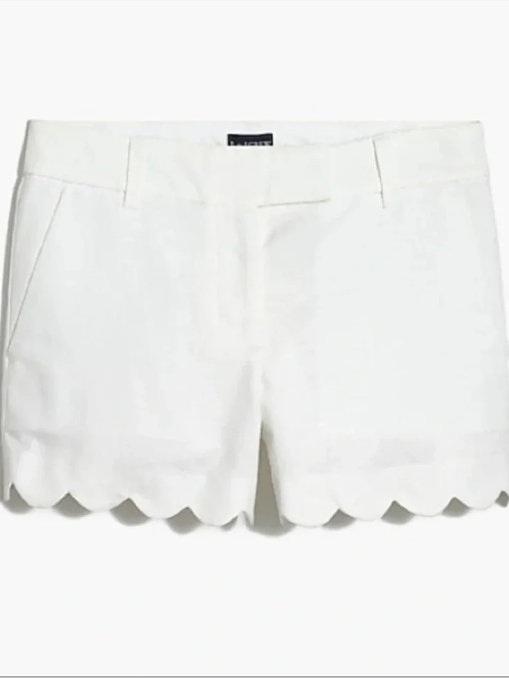 J.Crew White Scalloped Hem Cotton Linen Shorts